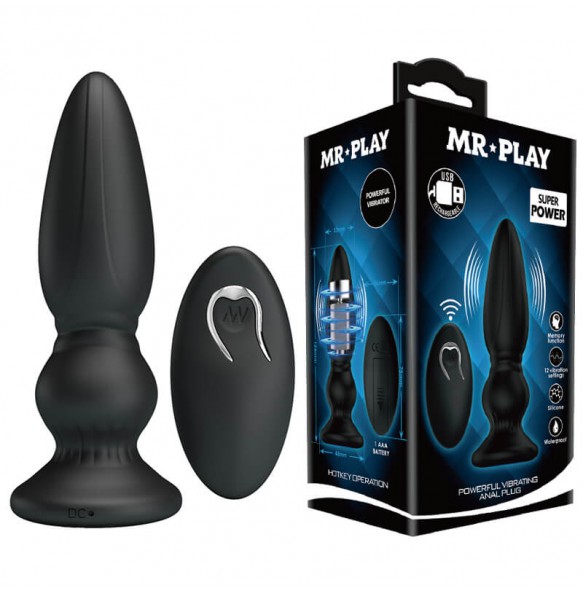 MR PLAY - Remote-Controlled Vibrating Anal Plug l (Chargeable - Black)